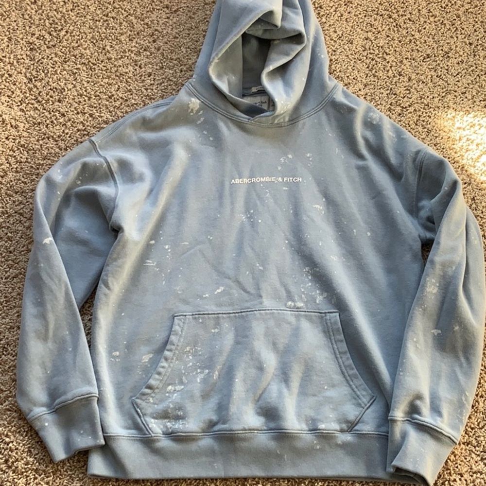 Abercrombie & Fitch Blue Splatter Paint Hoodie Men’s size Small